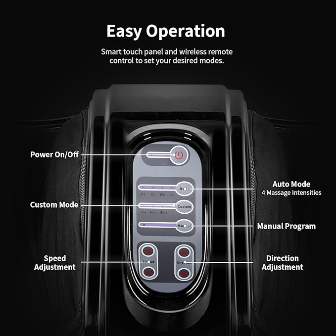 Giantex Shiatsu Foot Massager Machine for Feet, Leg Calf Ankle, Relieve Pain Spa Gift Deep Kneading Rolling Massage, Electric Shiatsu Foot Massager w/Remote, 4 Modes, Black