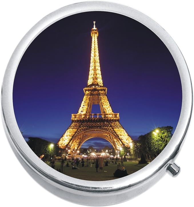 Eiffel Tower Night Paris Medicine Vitamin Pill Box