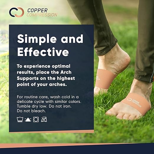 Copper Compression Arch Support Sleeves. Targeted Compression for Plantar Fasciitis Symptoms, Pain, Flat Feet & High Arches. Breathable Support for Men & Women - Pink
