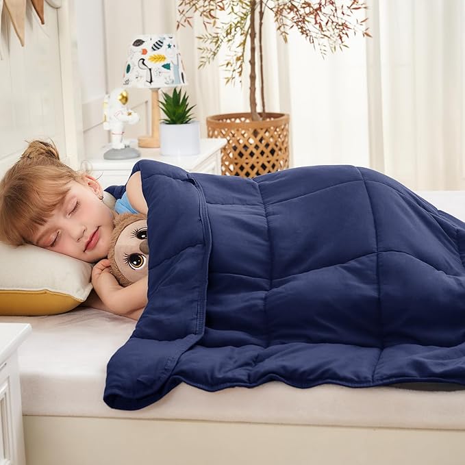 yescool Navy Weighted Blanket 10 Pounds Twin Cooling Weighted Lap Blanket, Heavy Blanket for Sleeping, Weighted Throw Blanket Gifts for 80-110lbs, 40" x60