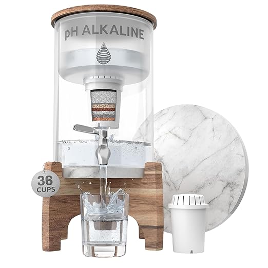 Invigorated Water - Alkaline Countertop Water Filter Dispenser, Large 53-Cup Capacity, Mineralized Alkaline Water, BPA-Free, 96 Gallons/Filter (White, 3 Filters Included)