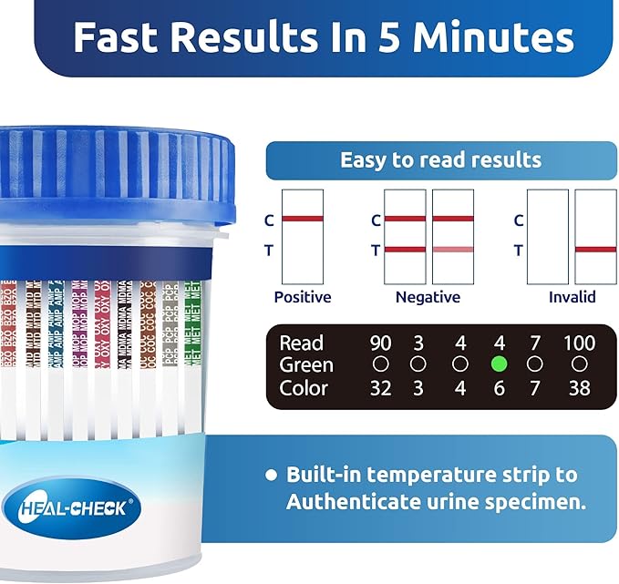 6 Pack Multi Drug Urine Test Cup 12 Panel with Temperature Strip,Testing 12 Different Drugs,Instant Multi Panel Drug Screening Test Kit