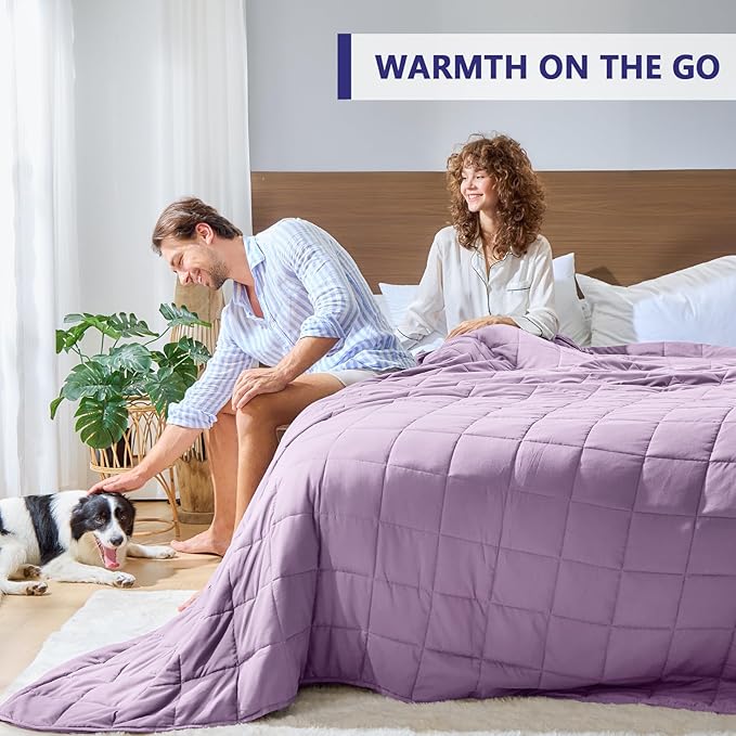 King Size Weighted Blanket for Adults (20 lbs, 80” x 87”, Purple) Cooling Heavy Blanket for Sleeping Perfect for 190-210 lbs, Breathable Blanket for Adults & Couple All Season, Machine Washable