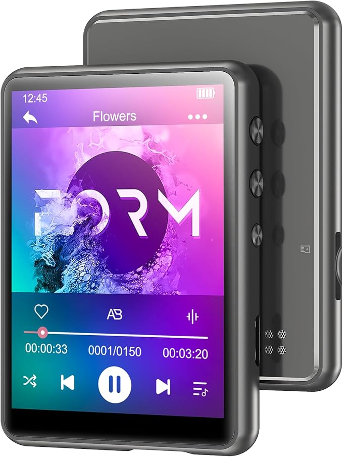 MECHEN 64GB MP3 Player Bluetooth 5.3 with 2.4" Full Touch Screen，Portable Digital Music Player with Speaker，FM Radio, Line Recording, HiFi Lossless Sound, Support up to 128GB. (Gray)