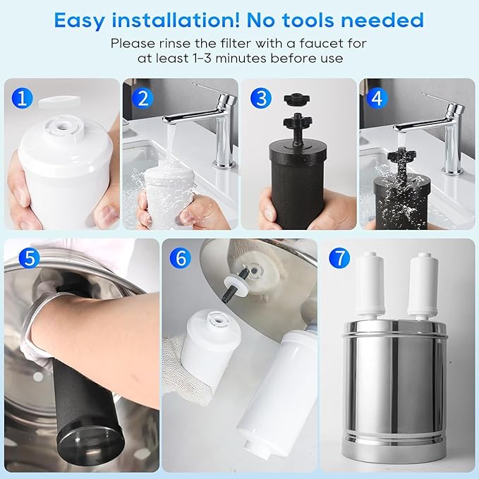 Gravity Water Filter Replacement,for Berkey® Black Carbon (BB9-2®) Purification Elements and Fluoride Filters K5366 (PF-2®) Combo Pack (2, Fluoride Filter)