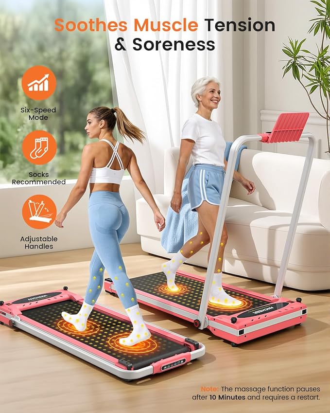 ANCHEER Walking Pad Treadmill with Foot Massage, Versatile Dual-Sided Walking Pad with Incline and Handle Bar, 3.5HP Foldable Treadmill for Home/Office/Apartment, 0.6-7.5MPH
