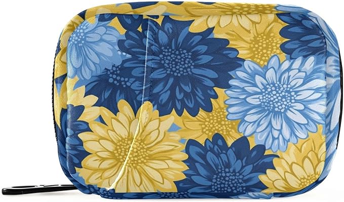 Travel Pill Case Chrysanthemum Flower Weekly Small Pill Box 7 Day Pill Box Pill Organizer Bag