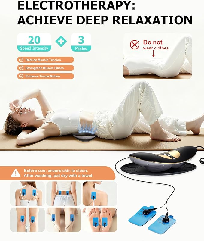 Lumbar Traction Device, Electric Lower Back Stretcher Device with Dynamic Airbag, 3 Level Vibration Massage, Adjustable Temperature from 113 to 131℉ (45 to 55℃), Easy to Use