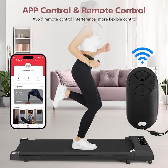 ANCHEER Walking Pads, 2 in 1 Under Desk Treadmill 2.5HP Compact Running Machine with Remote Control, 300lbs Weight Capacity for Home/Gym/Office,Ultra-Quiet, Installation-Free