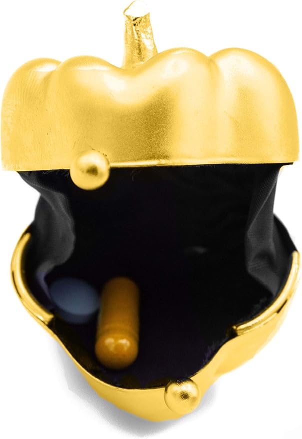 Gold Pepper Shaped Pocket Purse Portable Travel Pill Box & Medicine Organizer (1 Large Compartment)
