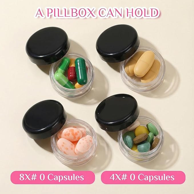 Small Pill Organizer Box, 8 Pcs Travel Pill Case Holder Portable Daily Mini Pills Container BPA Free Pocket Pills Medicines Storage Container for Pocket Purse Briefcase Medicines Storage Box