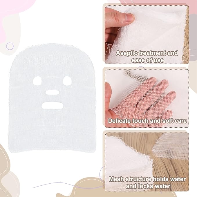 100 Sheets Pre-cut Gauze Facial Cotton Beauty Gauze Skin Care Face, Soft High Frequency Gauze Face Pads for Women Girls Skin Face Care Spas Beauty Salons
