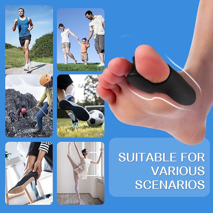 Bunion Cushion Protector, 10 Packs of Bunion Corrector Pads with Separator for Big Toe, Gel Shield for Foot Pain Relief, Calluses, Corns - Black