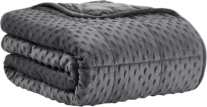 CuteKing Weighted Blanket - Weighted Blanket with Premium Glass Beads - Heavy Blanket Crystal Velvet for Comfort Sleep - Thick Blanket All Season (12lbs, 48"x72", Grey Bubble)