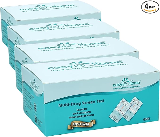 Easy@Home 5 Panel Urine Drug Test Kit [100 Pack] - THC/Marijuana, Cocaine, OPI, AMP, BZO All Drugs Testing Strips in One Kit - Home Use Drug Detox Tests with Results in 5 Mins #EDOAP-754