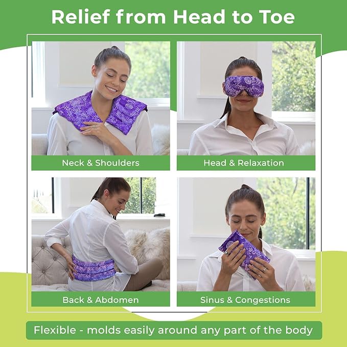 Nature Creation Microwavable Heating Pads Full Set - Herbal Heating Pads - Herbal Hot & Cold Therapy Packs - Set of 4 Reusable Heating Pads - Lavender