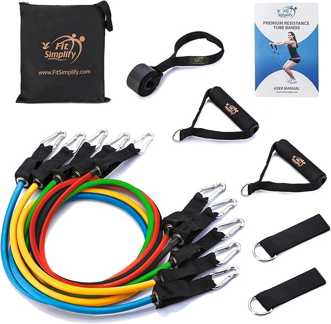 Fit Simplify Resistance Tube Bands 12 Piece Set with Instruction Booklet