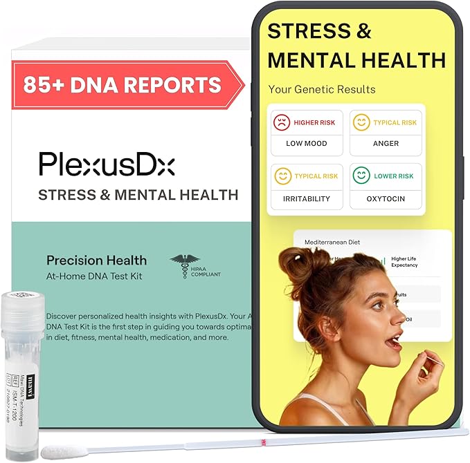Stress & Mental Health Genetic Test | 85+ DNA Reports Including Mood, Anxiety, Cognition, and Brain Health | Custom Supplement, Diet, and Lifestyle Recommendations