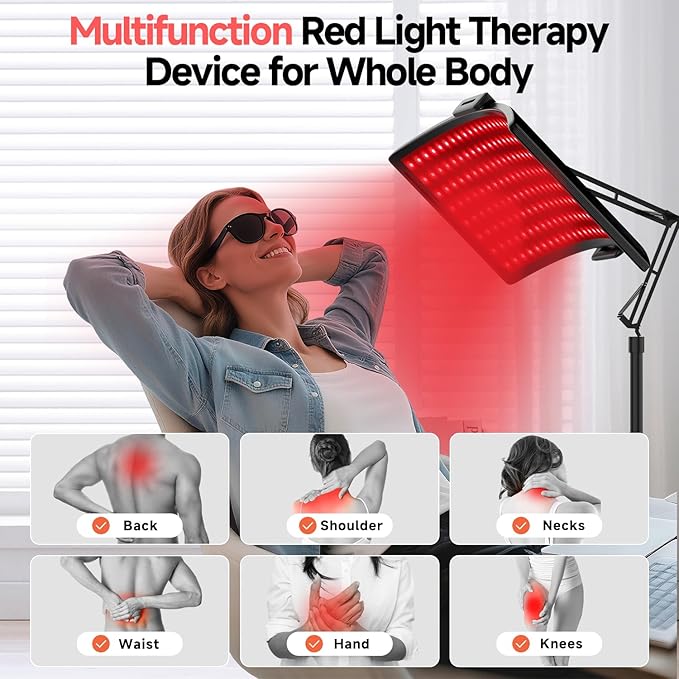 Red Light Therapy for Body, 2 in 1 Removable Red Light Panel Red Infrared Light Therapy Lamp with Stand 660nm Red & 850nm Near Infrared Light Therapy Device for Face Back or The Whole Body