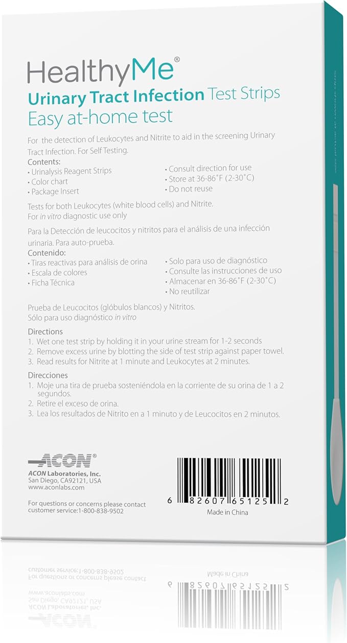 Urinary Tract Infection (UTI) Test Strips, 3 Individually Pouched, Self-Testing Strips, Accurate, Easy to Read, Results in 2 Minutes, Clinically Tested