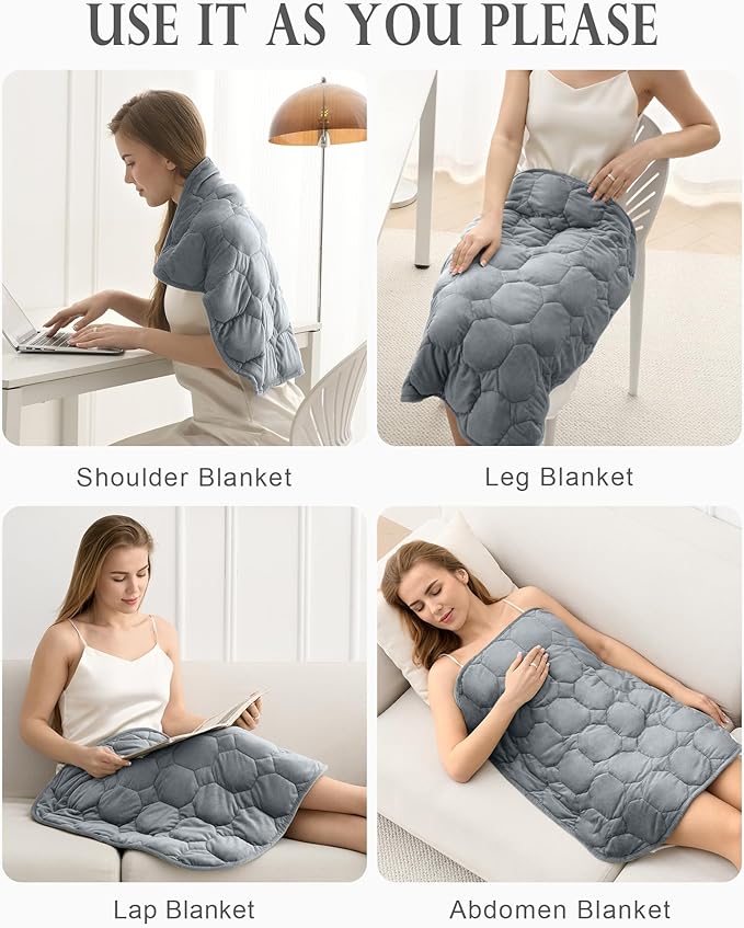 Cottonblue Weighted Lap Blanket 7lbs, Cozy Luxury Crystal Velvet Weighted Blanket for Adults, Small Weighted Blanket for Relaxation, Sleeping, Travel, Grey, 29" x 24"