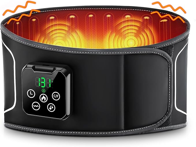 Heating Pad for Back with Auto-Inflatable Massager, 58’’ Cordless Lower Back Massager with 3 Vibration and 4 Heat, Portable Heated Pads for Back Pain Relief, Gifts for Women Men Family