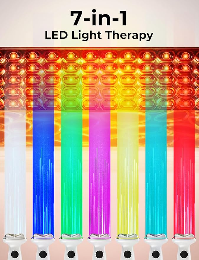 7-in-1 LED Face Sculpting Tool with Hot & Cold Red Light Therapy – Electric Gua Sha, Depuffing & Lifting for Face, Neck & Eyes (Single)