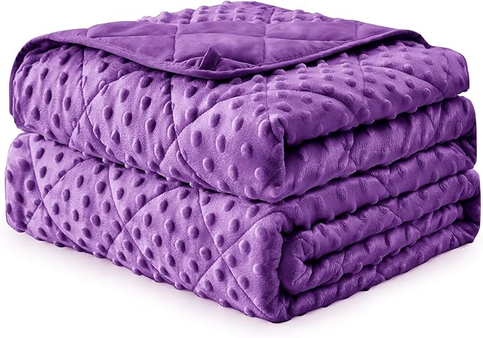 Purple Weighted Blanket for Adults 12lbs, 48"x72", Twin Full Size Cooling Minky Heavy Throw Blanket for 110-130lbs, Soft Winter Thick Big Blankets Weighted Comforter Gift for Sleeping