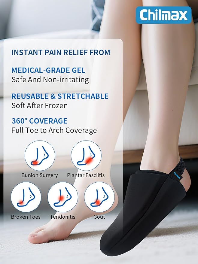Foot Toes Ice Pack Wrap for Broken Toe & Bunion Pain,Reusable Cold & Heat Pack for Top of Foot & Forefoot Surgery Recovery,Best Ice Sock for Gout,Injuries,Swelling,Neuropathy Relief (2 pcs)