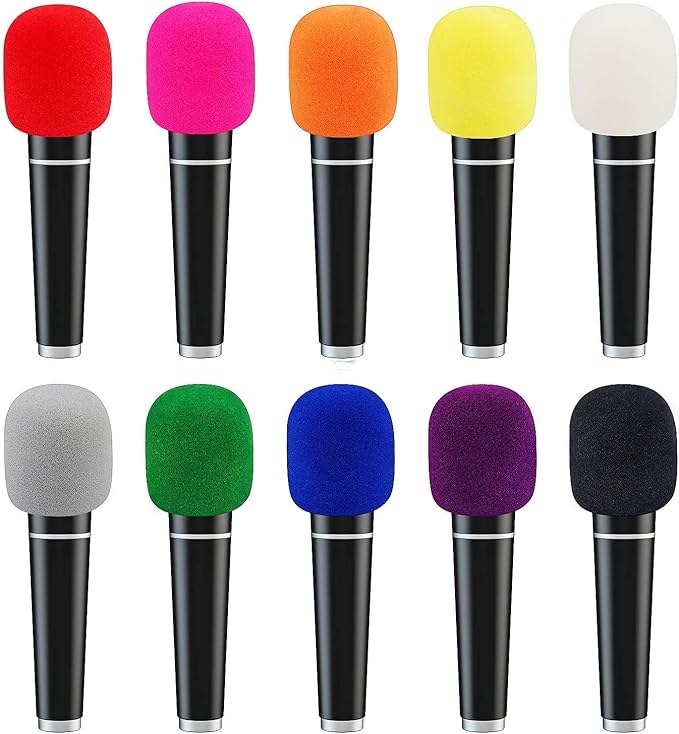 Fielect 2Pcs Microphone Cover Sponge Foam Mic Cover Handheld Microphone Windscreen Shield Protection Micro Foam Filter White for KTV Broadcasting