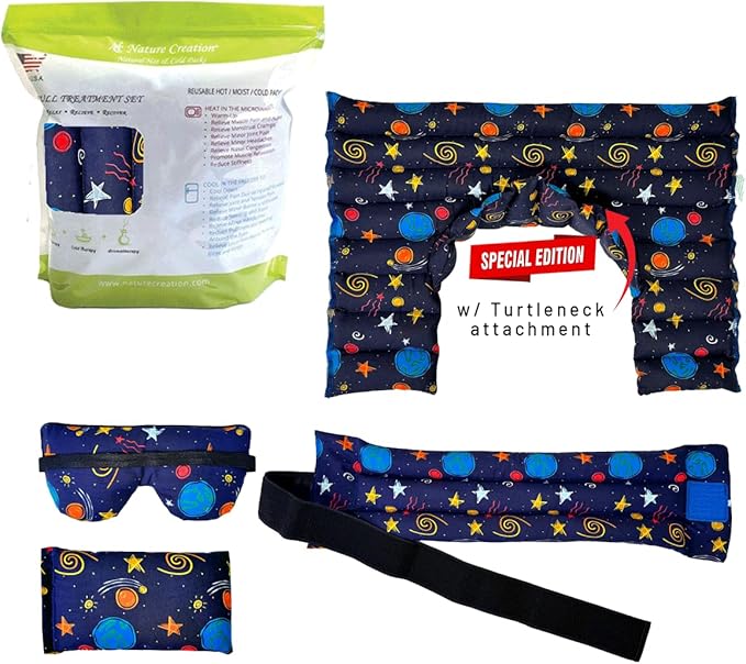 Nature Creation Microwavable Heating Pads Full Set - Herbal Heating Pads - Herbal Hot & Cold Therapy Packs - Set of 4 Reusable Heating Pads - Stars