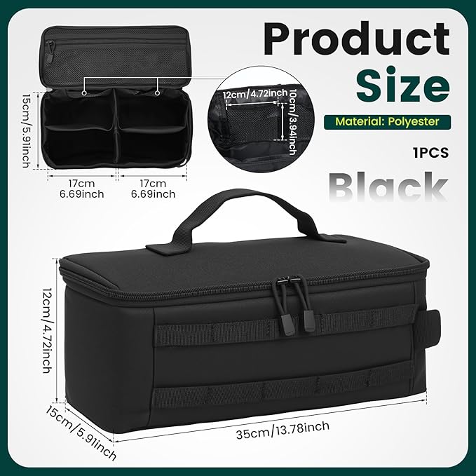 First Aid Bag Empty,Travel Bag Empty Pill Box Organizer, Portable Travel Pill Bottle Organizer for Home Outdoor Emergency Traveling(black,13.78 x 5.91 x 4.72 in)