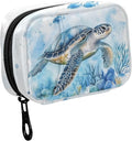 Fustylead Watercolor Sea Turtle and Coral Pill Organizers 2 Times A Day Pill Case Bag with Zipper Portable Weekly Pill Dispensers for Vitamin Supplement