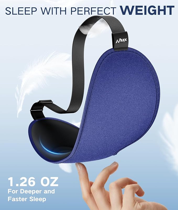 Sleep Mask for Men Women - Eye Masks for Side Sleepers, 3D Contoured Night Blindfold 100% Blockout Pressure-Free, Soft Lightweight Breathable Eye Cover Shade Sleeping for Airplane, Travel, Blue
