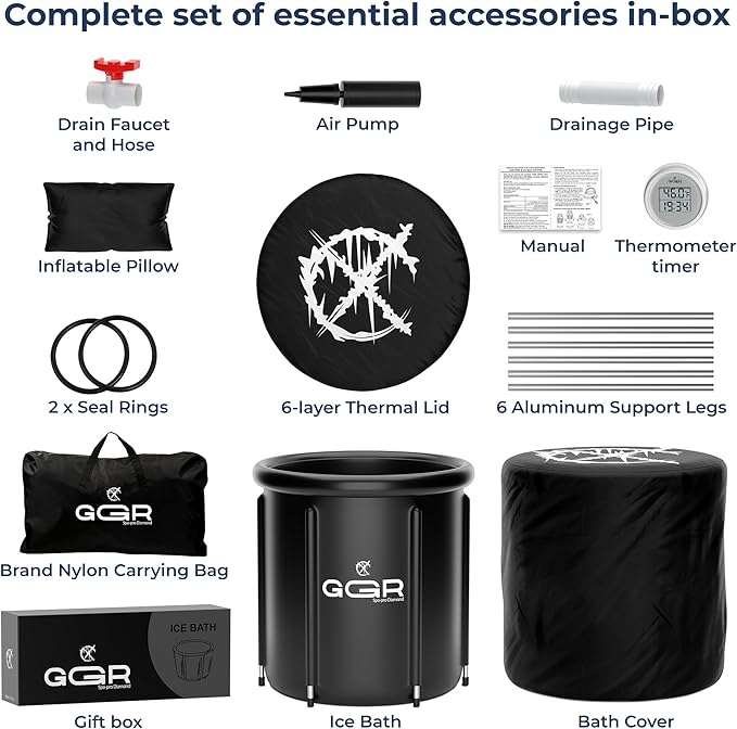 Premium Ice Bath Tub for Cold Plunge 90/XL Gallon Multilayer Portable and for Home Use| Ice Pod with Thermometer and Timer,Cold Plunge Tub for Athletes and Elderly Durable, Easy to Set Up