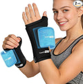ComfiTECH Dual-Gel Wrist & Thumb Ice Pack Wrap with Extended 30-Min Cooling & Wider Coverage for Forearm, Detachable Cold Pack & Carpal Tunnel Hand Ice Sleeve for Better Putting On & Off, 2 Packs, M