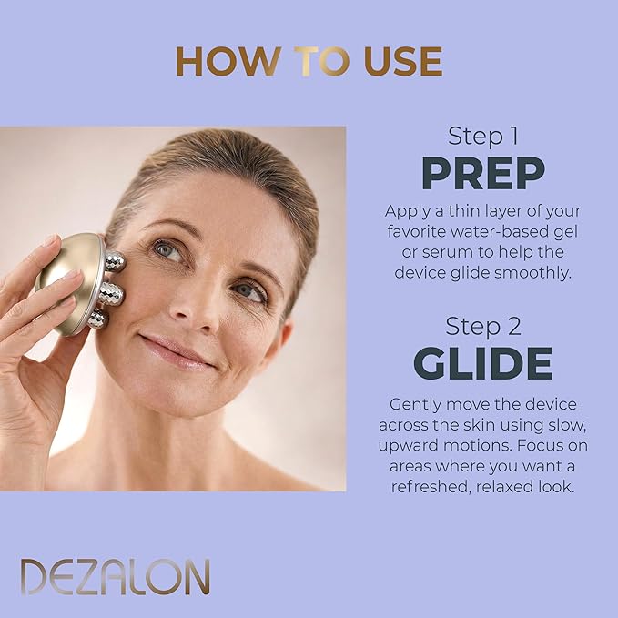 Microcurrent Facial Device, Face Massager Tool, Eye and Neck Massager, Face Roller, Beauty Tools for Relaxing Facial Massage and Skin Care Routine, Gold Color