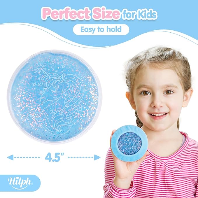 Hilph Kids Ice Pack for Boo Boos - Reusable 4 Toddler Ice Packs With 1 Sleeve for Injuries, Cute Hot Cold Pack for Baby Pain Relief, Bump, Bruise, Wisdom Teech (Unicorn)