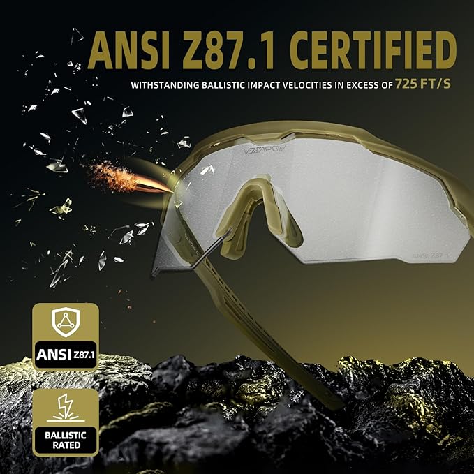 Shooting Glasses Anti Fog with High Definition Lenses, ANSI Z87.1 Certified Tactical Safety Glasses for Men Women