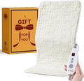 Woomer Faux Fur Electric Heating Pad for Back Pain Relief, Extra Large 17” x 33”, Extended Coverage from Neck to Hip, Two-Sided, Moist Mode, ETL Certified, 6 Adjustable Heats & 2H Auto-Off,White