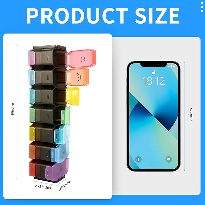 Extra Large Pill Organizer 2 Times a Day – XL Pill Box 7 Day with Big AM/PM Compartments – Fits Large Vitamins, Supplements & Gummies, for 7 or 14-Day Use, Suitable for Anyone, Medicine Organizer