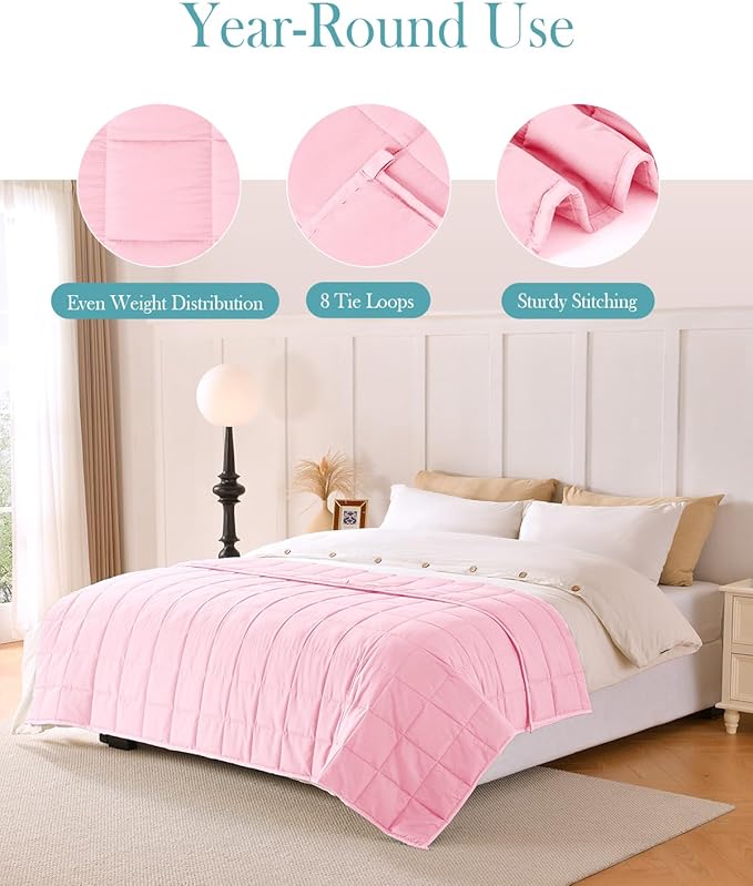 Topblan Weighted Blanket for Adults 12lbs, Soft Cooling Breathable Weighted Throw for Sleeping, Machine Washable Heavy Blanket with Glass Beads for Summer, Sofa Bed, 48"x72" Twin Size