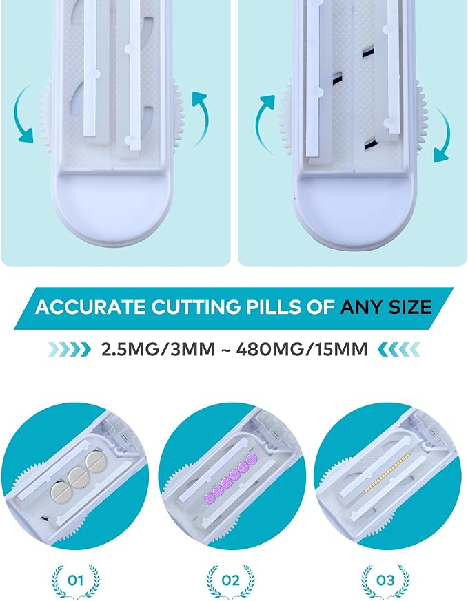 Adjustable Pill Cutter Splitter for Small and Tiny Pills, Larger Pills, Pill Splitter with Centering Device Accurately Cuts Multiple Pills a time,Tablet Cutter with Hidden Sharp Blade