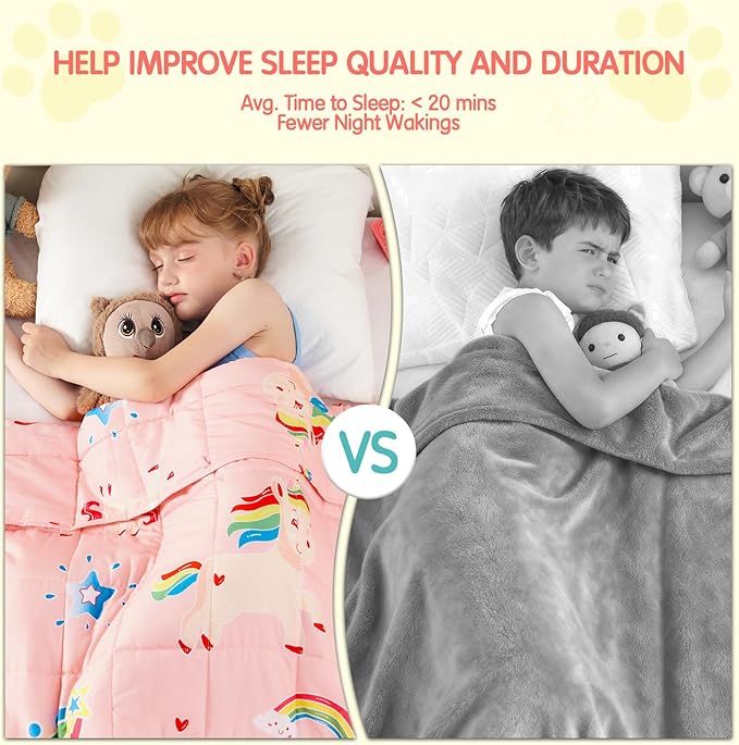 yescool Unicorn Weighted Blanket 3 Pounds Cooling Weighted Lap Blanket, Pink Rainbow Heavy Blanket, Breathable Weighted Throw Blankets Gifts for 20-40lbs, 36"x48"