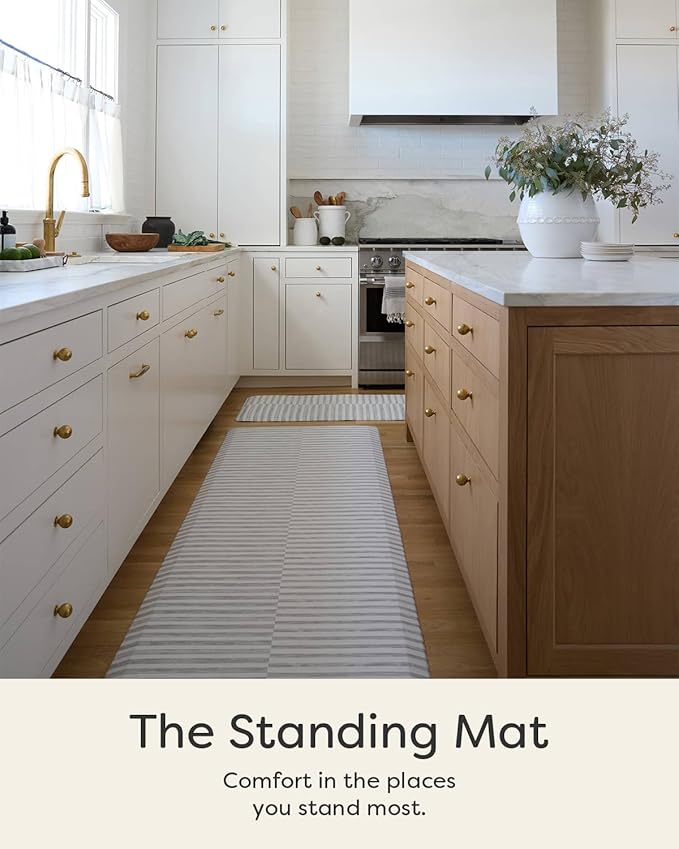 House of Noa Nama Standing Mat – Anti-Fatigue Cushioned Kitchen Mats for Floor | Ergonomic Bounce-Back Foam Kitchen Mats | Anti-Fatigue Mats for Kitchen & Standing | Reese Ash | 30" x 72"