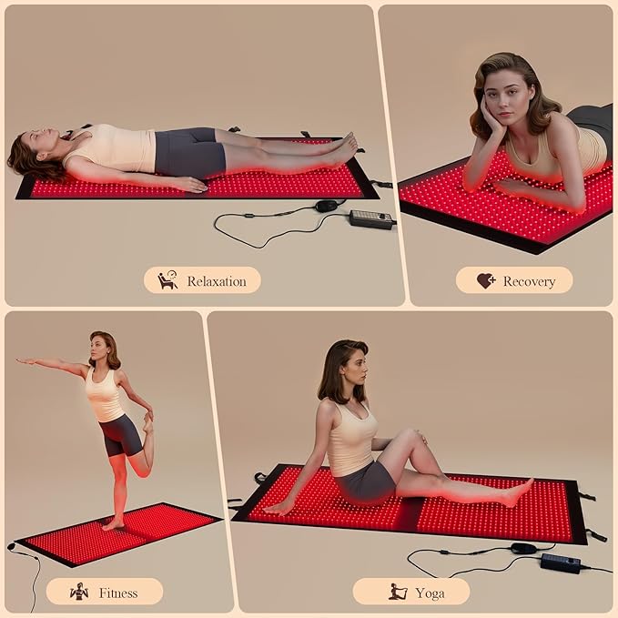 nalax Red-Light Therapy Mat for Body: 66.5''X31.5'' Foldable Infrared Red Light Therapy Pad with 90min Timer Setting - 660nm & 850nm Home Light Therapy for Neck Back Legs Knee Recovery with 1140 LEDs