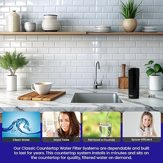 Arsenic Removal | Smart Classic Countertop Water Filter System | Black | Crystal Quest