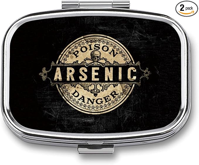 Metal 2 Compartment Pill Organizer Travel Friendly Portable Compact Pill Box Cute Pill Case,for Pocket Wallets Daily Portable Medicine Vitamin Tablet Storage (Arsenic)