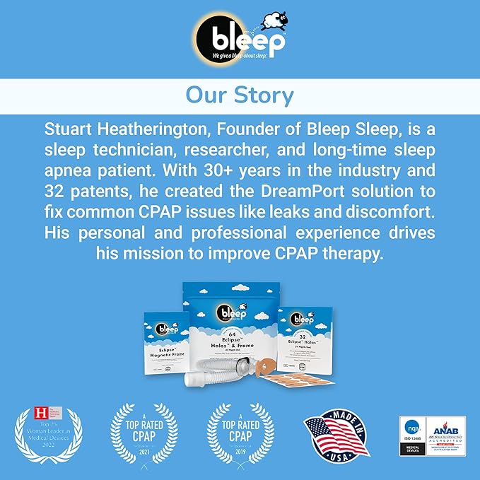 Bleep Eclipse Halos C Pap Mask-Free Interface, Strapless Sleep Apnea CPAP Nose Mask with 32 MagSeal Ports, Leak-Free Adhesive, BPA-Free, Supplies & Accessories, 32 Count, USA-Made (Pack of 1)