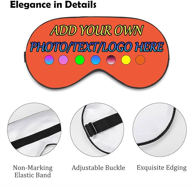 Personalized Eye Mask, Custom Eyeshade Blindfold Add Your Design Image Text Customized Eye Cover with Adjustable Strap for Sleeping Travel Work Naps Blocks Light, OrangeRed